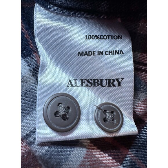 Alesbury 100%‎ Cotton Blue Plaid Button Up Shirt Regular Men's SIZE LARGE NWOT - Picture 6 of 11